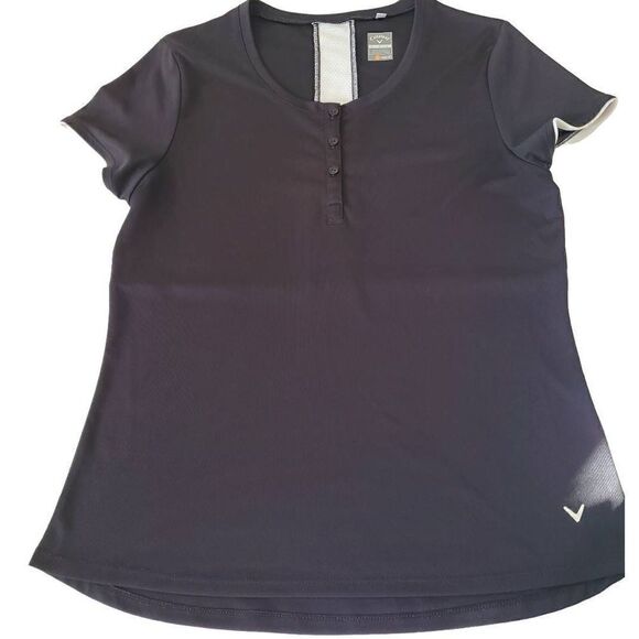 Callaway Opti Dri Womens Black Henley Athletic Golf Top Large - Picture 1 of 9